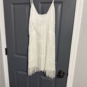 White Fringe Dress